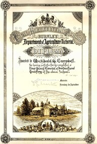 Certificate - Colour photocopy, Archibald G. Campbell - copy of Diploma and family correspondence, 1898