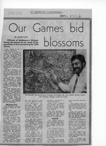 Newspaper - Newspaper Cutting, The Herald, Our Games bid Blossoms, 1981