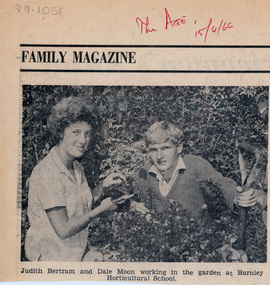 Newspaper - Newspaper Cutting, Peta Marshall, Gardeners in the Making, 1966
