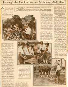 Newspaper - Newspaper Cutting, The Sun News-Pictorial, Training School for Gardeners at Melbourne's Side Door, 1929