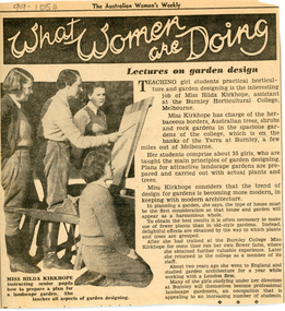 Newspaper - Newspaper Cutting, The Australian Women's Weekly, Lectures on Garden Design, 1932-1938