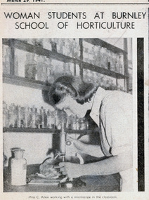 Newspaper - Newspaper Cutting, The Leader, Woman Students at Burnley School of Horticulture, 1941
