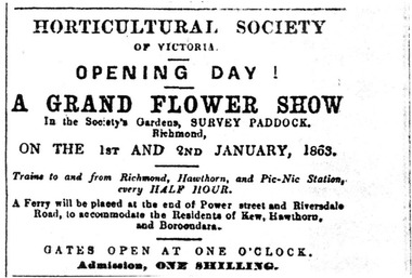 Newspaper - Newspaper Cutting, Opening of the Horticultural Society's Gardens, 1863