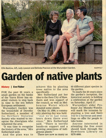 Newspaper - Newspaper Cutting, The Progress Leader, Garden of Native plants, 2010