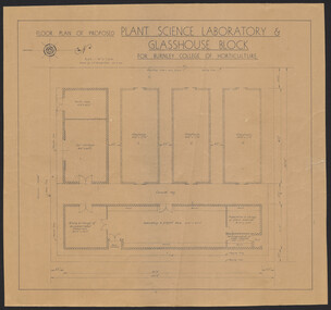 Plan, C.E. Richardson, Plan  for Science Laboratory and Glasshouse Block, 1964