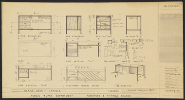 Plan, N.S. Jemmerson, Specifications for Office and Executive Desks, 1961