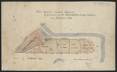 Plan, John S. Jenkins, Plan showing proposed adjustment of boundaries of the Horticultural  Society's Gardens in Richmond Park, c.1880-1884