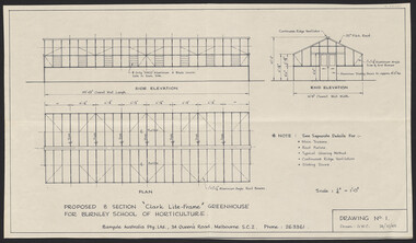 Plan, Proposed 8 Section "Clark Lite-Frame" Greenhouse, 1965