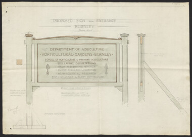 Plan, Proposed Sign for Entrance to Burnley, 1931