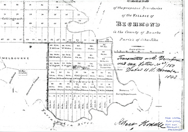 Plan - Photocopy, Sketch of the Proposed Boundaries of the Village of Richmond, 1843