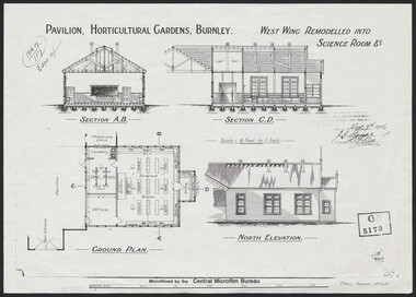 Plan, Pavilion, Horticultural Gardens, Burnley, 1916