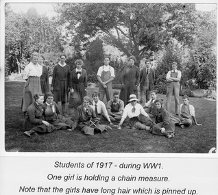 Photograph - Black and white print, A Group of Students May 1917 School of Horticulture, Burnley, 1917