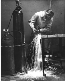 Photograph - Black and white print, Information Branch, Victorian Department of Agriculture, Student Welding, 1967-1968