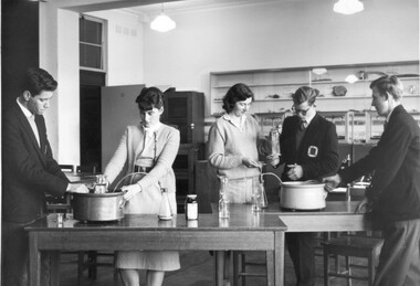 Photograph - Black and white print, Publicity Branch Victorian Department of Agriculture, Students in a Chemistry Class, 1961-1962