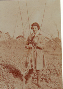 Photograph - Colour print, A.P. Winzenried, Noelle Vaughan in the Orchard at Burnley Gardens, 1917
