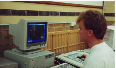 Photograph - Colour print, Student in Computer Room, c. 1990