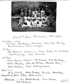 Photograph - Black and white print, 1st & 2nd Year Students, Dec. 1944, 1944-1976