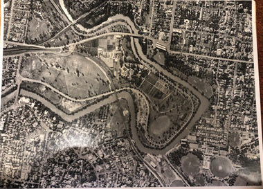 Photograph - Black and white print, Aerial View of Burnley Campus c.1965, c. 1965