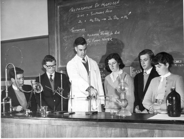 Photograph - Black and white print, Publicity Branch Victorian Department of Agriculture, Chemistry Class, c. 1962