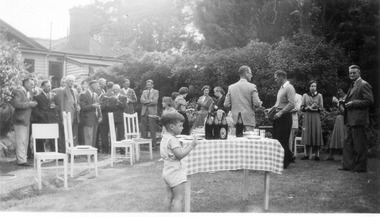 Photograph - Black and white print, Christmas Party at Kneens, c. 1955