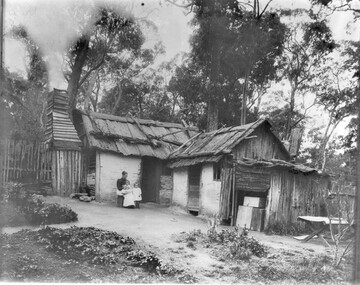 Photograph - Black and white print, Early Settlers's House