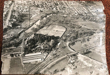 Photograph - Black and white print, Airspy, Aerial View of Burnley Campus c. 1930, c. 1930