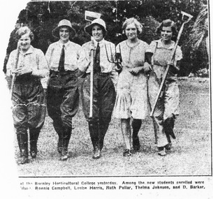 Photograph - Black and white photocopy, Dorothy Baker, New Students at Burnley Horticultural College, 1931-1932