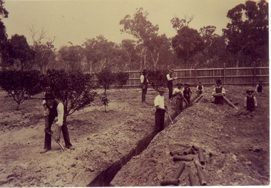 Photograph - Colour print, A.E. Bennett, Students Laying Agricultural Drains, c. 1894