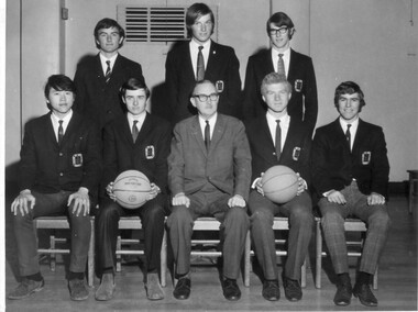 Photograph - Black and white print, Information Branch Victorian Department of Agriculture, Basketball Team 1970, 1970