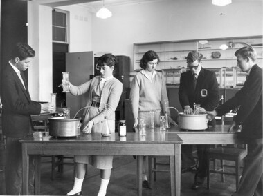 Photograph - Black and white print, Publicity Branch Victorian Department of Agriculture, Students in the Laboratory, 1961