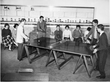 Photograph - Black and white print, Publicity Branch Victorian Department of Agriculture, Table Tennis Game, 1961