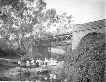Photograph - Black and white print, Children Playing in the River