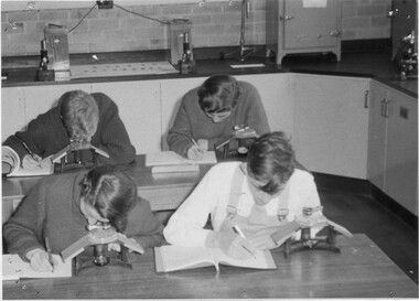 Photograph - Black and white print, Botany Practical Class, Unknown