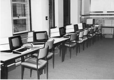 Photograph - Black and white print, Computer Room, Unknown