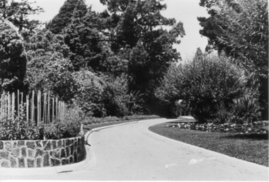 Photograph - Black and white print, E.M. Gibson, "1942" Garden View - Rock Point and Luffmann Ponds, March/April 1942