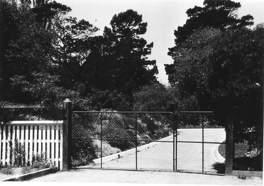 Photograph - Black and white print, E.M. Gibson, Entrance to Horticultural Gardens, March/April 1942