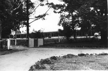Photograph - Black and white print, E.M. Gibson, Entrance to Poultry Pens, March 1943
