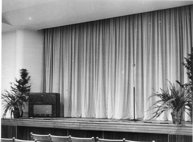 Photograph - Black and white print, E.M. Gibson, The Hall Stage, 1947