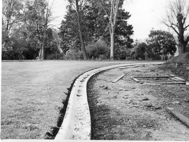 Photograph - Black and white print, E.M. Gibson, New Path in Front of Administration Building, 1947