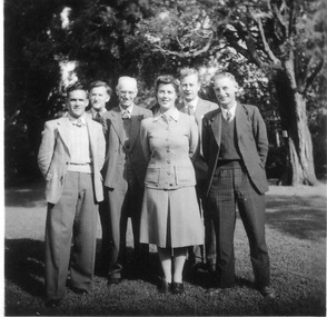 Photograph - Black and white print, E.M. Gibson, Staff group 1947, 1947