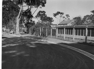 Photograph - Black and white print, E.M. Gibson, Poultry Pens, 1947