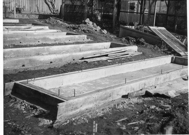 Photograph - Black and white print, E.M. Gibson, Nursery Frames Under Construction, August 1947