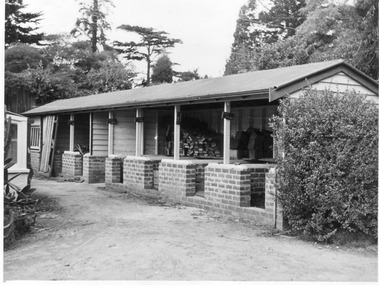 Photograph - Black and white print, E.M. Gibson, Old Soil Bins, Late 1940's