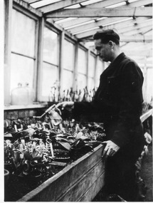 Photograph - Black and white print, E.M. Gibson, Student Working In Glasshouse, 1950-1951