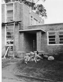 Photograph - Black and white print, E.M. Gibson, Construction of Administration Building, June 1948
