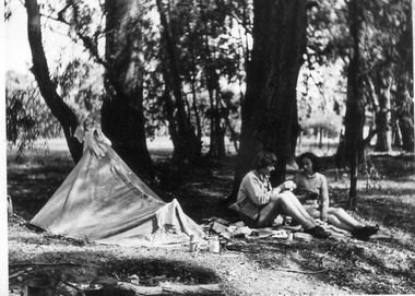 Photograph - Black and white print, E.M. Gibson, Camping, Late 1940s-Early 1950s