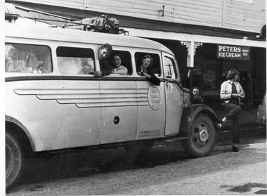 Photograph - Black and white print, E.M. Gibson, The College Bus, Unknown
