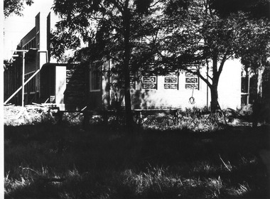 Photograph - Black and white print, E.M. Gibson, Constuction of Administration Building, 30 March 1948