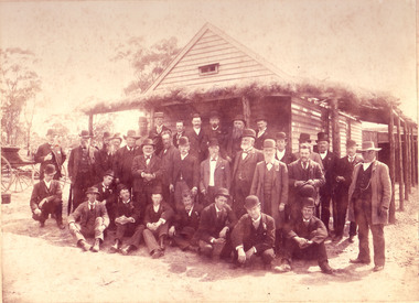 Photograph - Black and white photocopy, A.E. Bennett, Members of the Horticultural Board Outside the Dunolly Town Hall, 1893