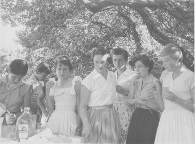 Photograph - Black and white print, M. Nelson, Mordialloc Outing, 1956